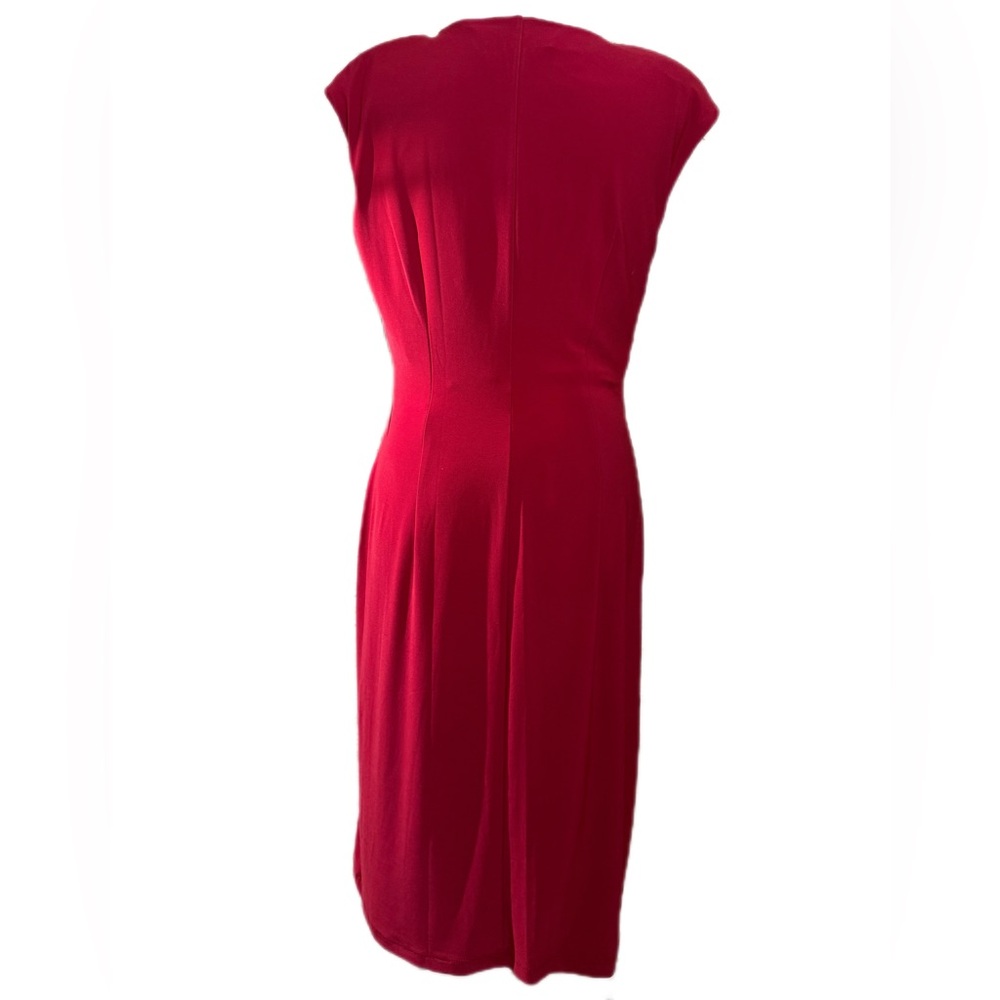 Womens American Living Red V Neck Wrap Dress Sz 8 Ruffle Stretch NWT NEW vneck - Picture 2 of 12